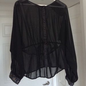 XOXO BLACK SEE-THROUGH BLOUSE